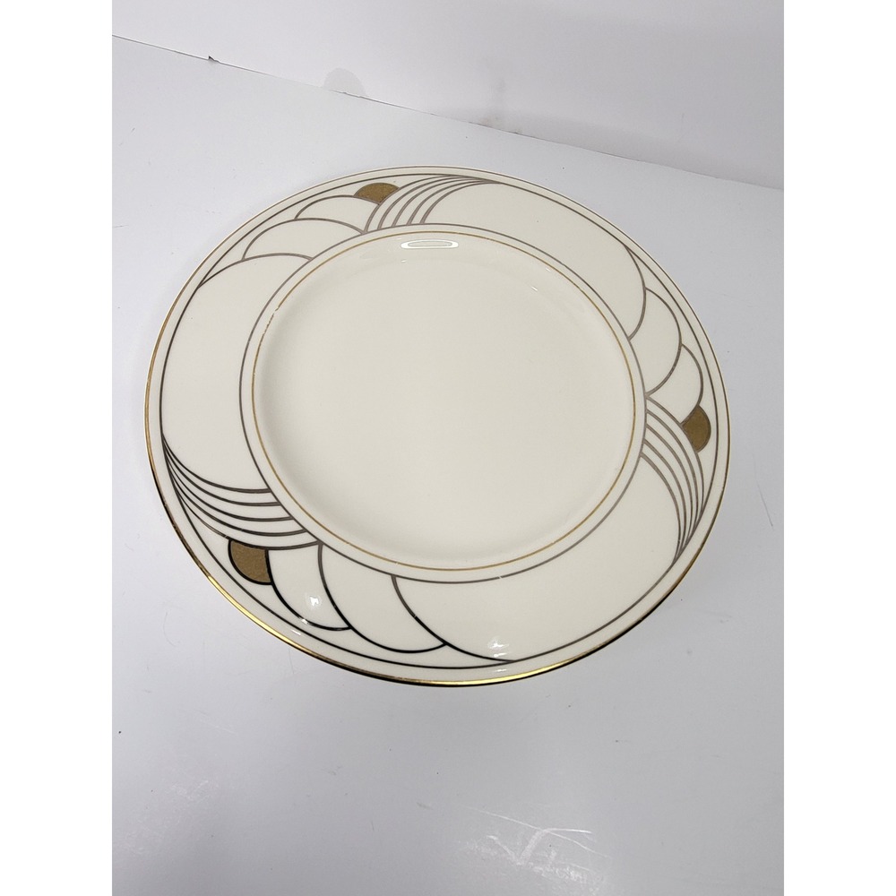 Lenox Golden Sand Dune Salad Plates Set of 4 Ivory Gold Art Deco 8.25 inch USA